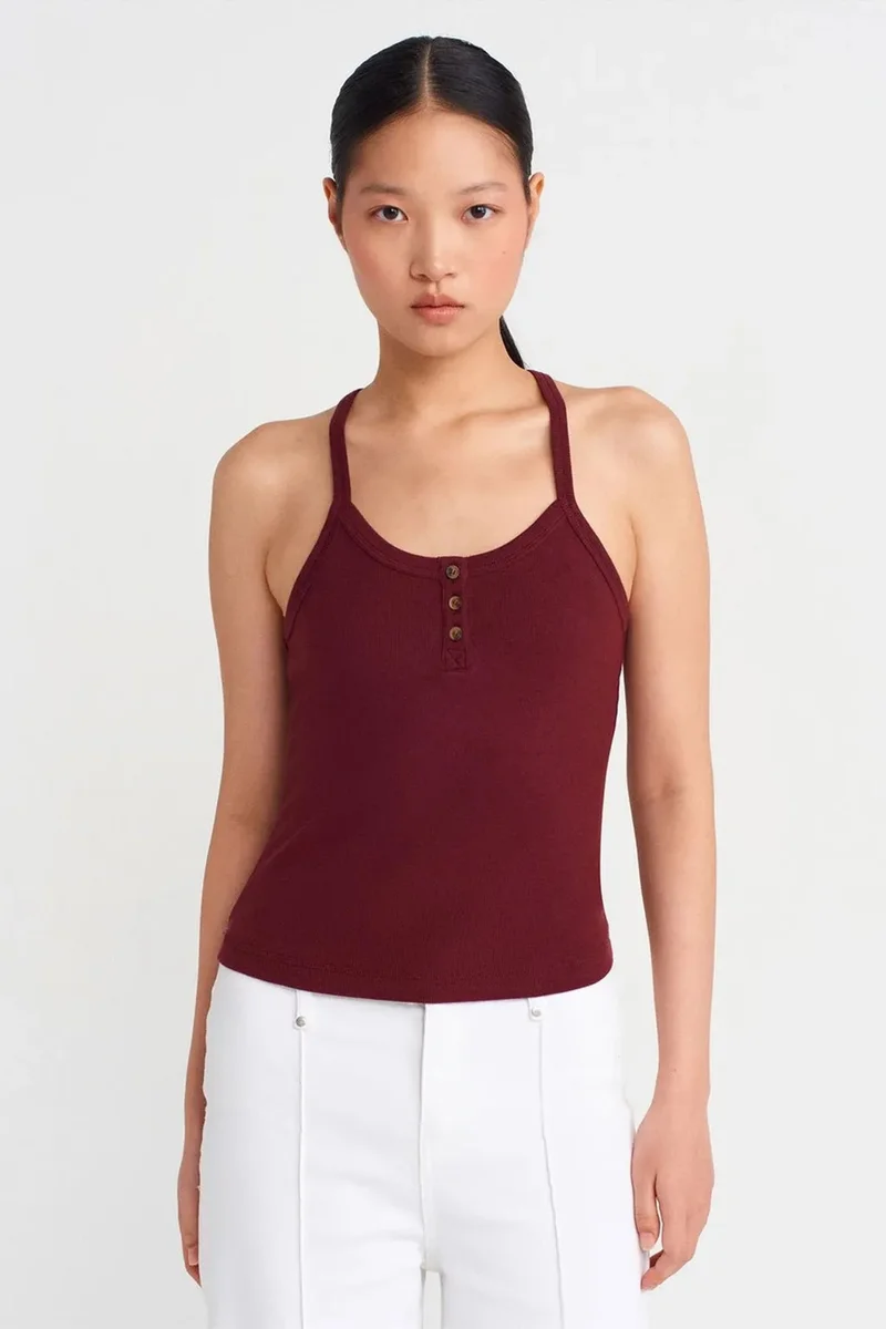 DILVIN Slim Fit Ribbed Knit Cami Blouse