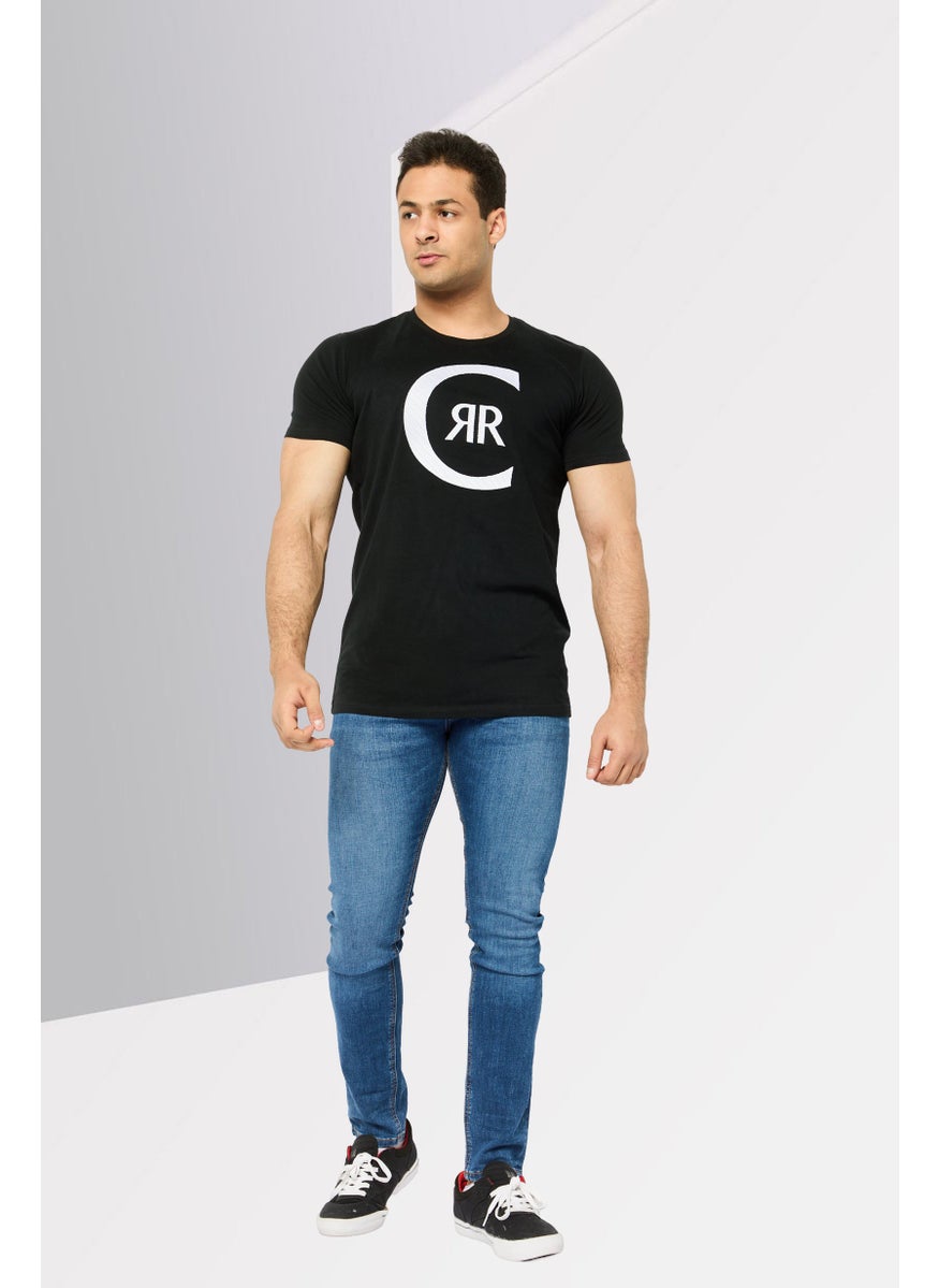 CERRUTI 1881 - Men Round Neck Short Sleeves Brand Logo T-Shirt, Black - Image 1