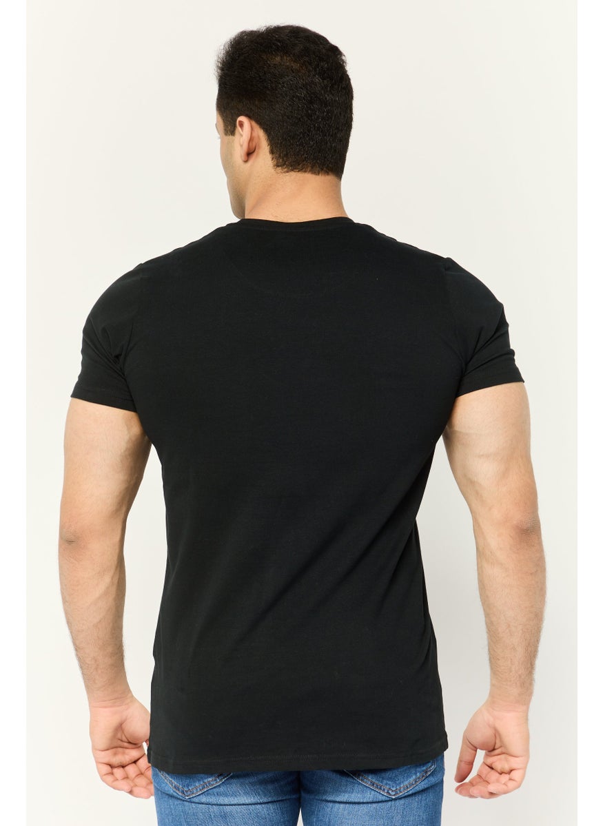 CERRUTI 1881 - Men Round Neck Short Sleeves Brand Logo T-Shirt, Black - Image 1