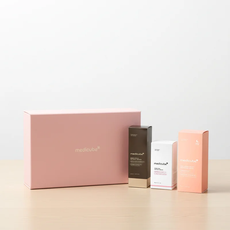 Medicube  Night Repair Set – Collagen Night Wrapping Mask + Deep Vita A Retinol Serum + PDRN Pink Peptide Serum 30ml for Women | Best Price UAE