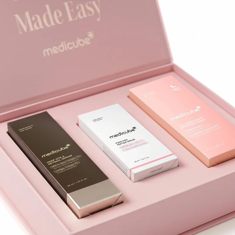 Medicube  Night Repair Set – Collagen Night Wrapping Mask + Deep Vita A Retinol Serum + PDRN Pink Peptide Serum 30ml for Women | Best Price UAE