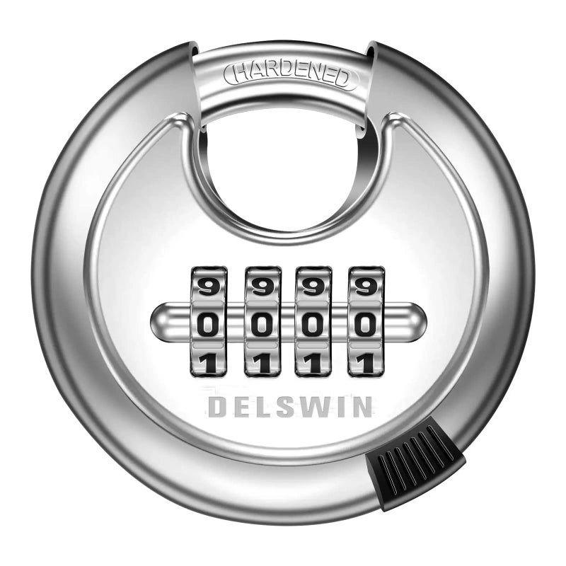 DELSWIN 4 Digit Combination Lock with Hardened Steel Shackle Combo Padlock for ShedsGym LockerStorage UnitGate and Fence 1 Pcs