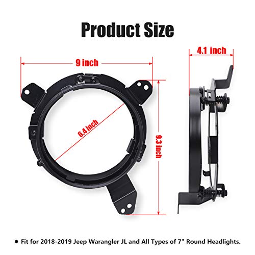 AUDEXEN JL Headlights, 7 Inch Headlights with JL Headlight Mounting Bracket Adapters Compatible with Jeep Wrangler JL JLU Sahara Rubicon Sport 2018-2024, DOT Approved, 2PCS, Black - Image 5