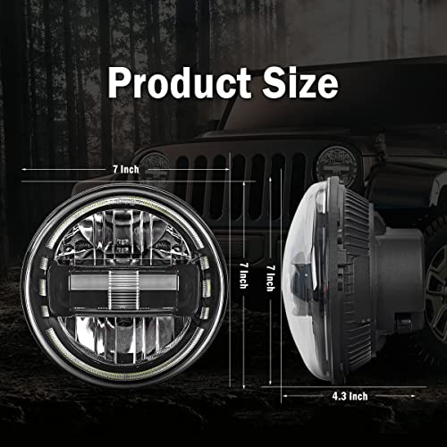 AUDEXEN JL Headlights, 7 Inch Headlights with JL Headlight Mounting Bracket Adapters Compatible with Jeep Wrangler JL JLU Sahara Rubicon Sport 2018-2024, DOT Approved, 2PCS, Black - Image 4