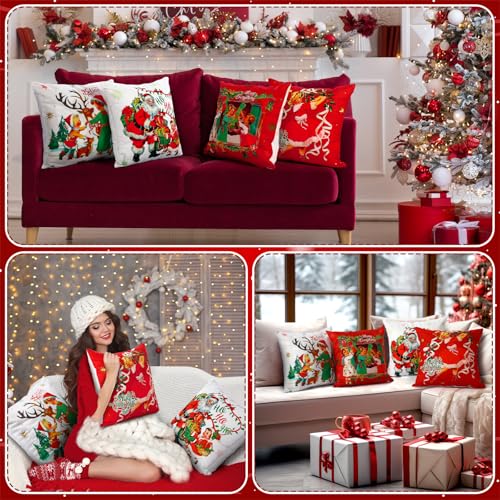 GlikCeil Set of 16 Halloween Pillow Covers 18 x 18 Inch Holiday Throw Pillow Covers Christmas Winter Fall Seasonal Pillowcases Decorative Cushion Pillowcases for Farmhouse Home Couch Sofa Decor - Image 3