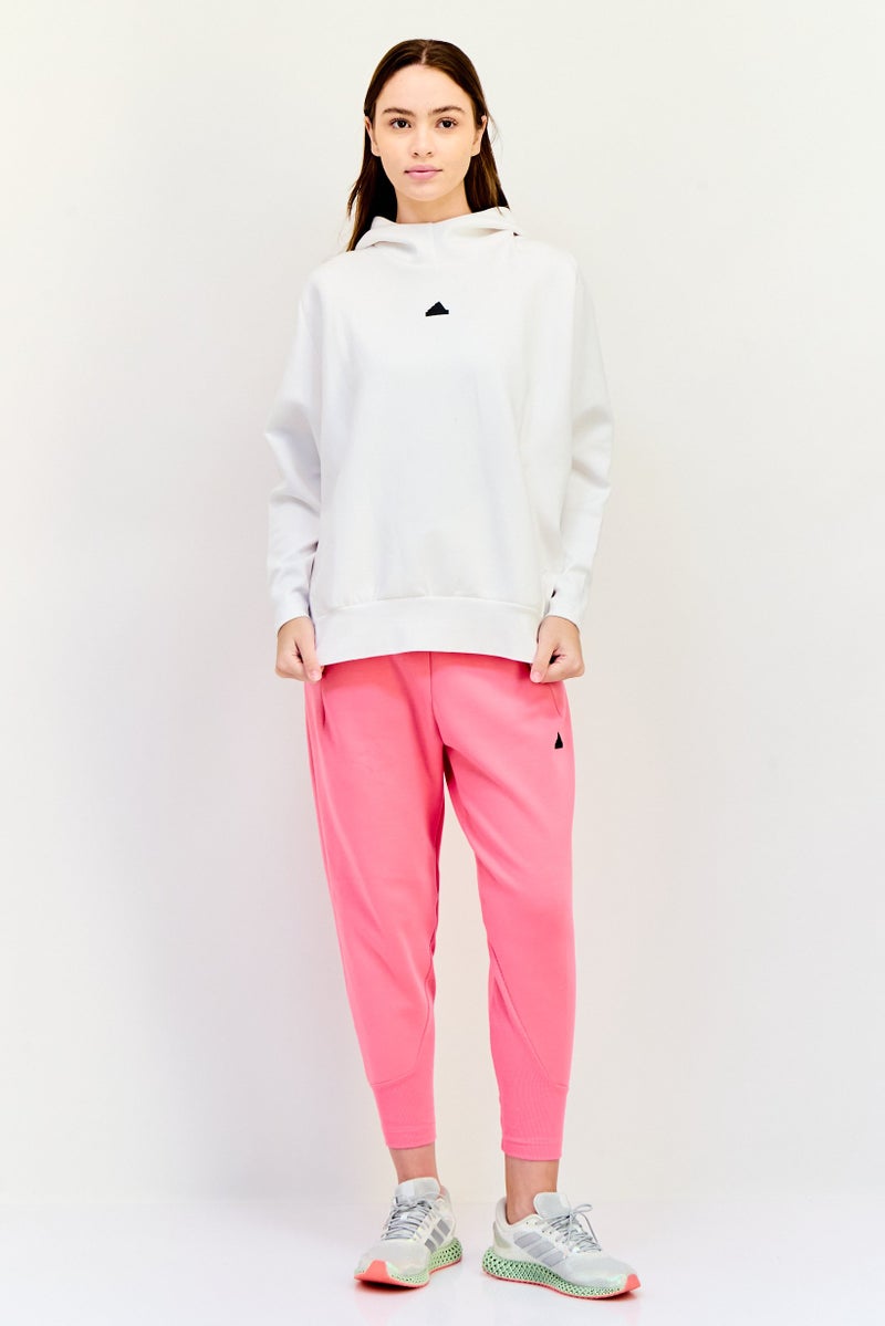 Adidas هودي خارجي طويل الأكمام للنساء، رياضي، أبيض - Image 4