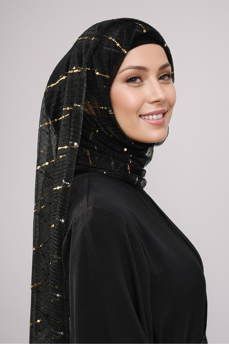Shimmer Stripe Hijab Women Scarf Diamond Gitter Shawl Summer Daylight Party Fashion Shawl - Image 4