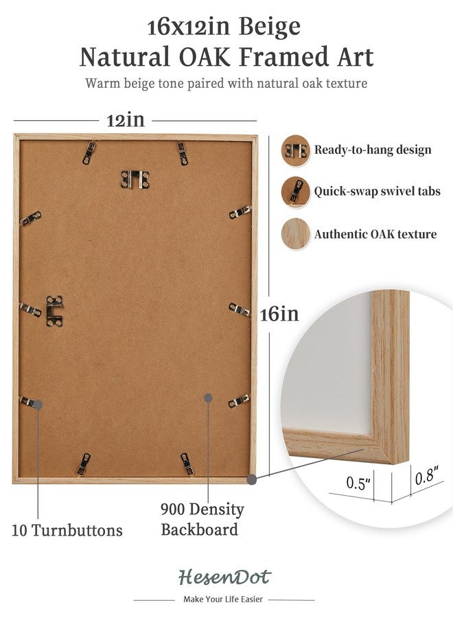 HesenDot Natural OAK Wood Lake Michigan Framed Wall Art,12x16in Natural Scenery Canvas Wall Print,Classic Urban City Landmark Wall Decor for Living Room,Bedroom,Office Gallery Gifts Set of 1 - Image 5