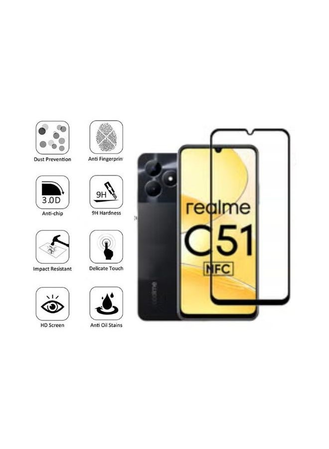 واقي شاشة زجاجي عام لهاتف Realme C51 - أسود - Image 2