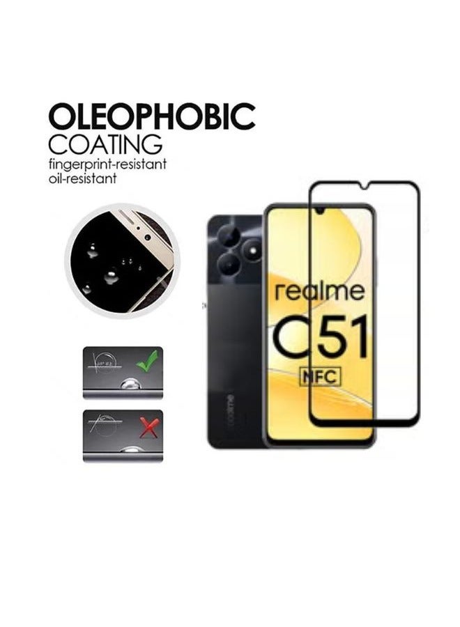 واقي شاشة زجاجي عام لهاتف Realme C51 - أسود - Image 3