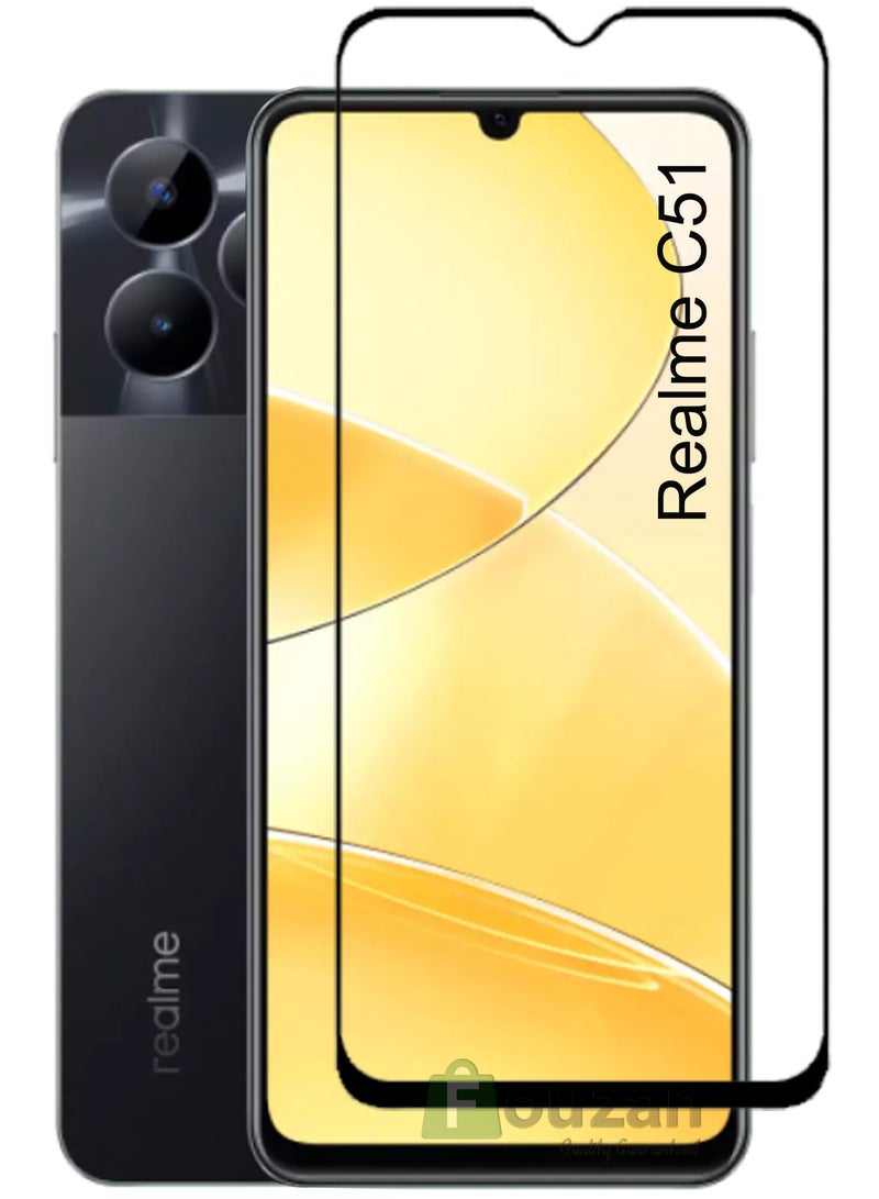 واقي شاشة زجاجي عام لهاتف Realme C51 - أسود - Image 1