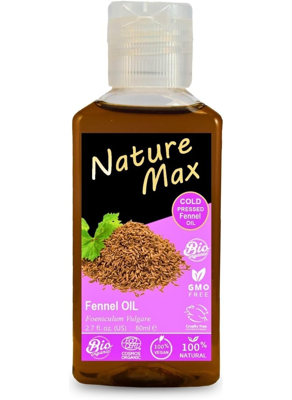 bonballoon Nature Max Fennel Oil Pure Natural Cold Pressed Premium Egyptian Undiluted Egypt Arab for Hair  Skin No Additives Non GMO Kosher Halal 1 Pack  270 oz  80 ml 