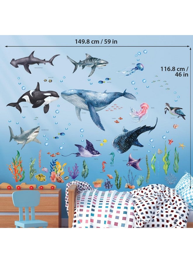 DECOWALL SG3-2430 Large Sea Creature Wall Stickers Decals Kids Under The Sea Ocean Bathroom Bedroom Fish Nursery Décor Turtle Art Baby Room Peel - Image 5