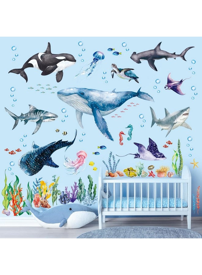 DECOWALL SG3-2430 Large Sea Creature Wall Stickers Decals Kids Under The Sea Ocean Bathroom Bedroom Fish Nursery Décor Turtle Art Baby Room Peel - Image 1