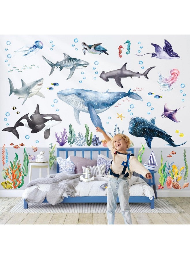 DECOWALL SG3-2430 Large Sea Creature Wall Stickers Decals Kids Under The Sea Ocean Bathroom Bedroom Fish Nursery Décor Turtle Art Baby Room Peel - Image 2