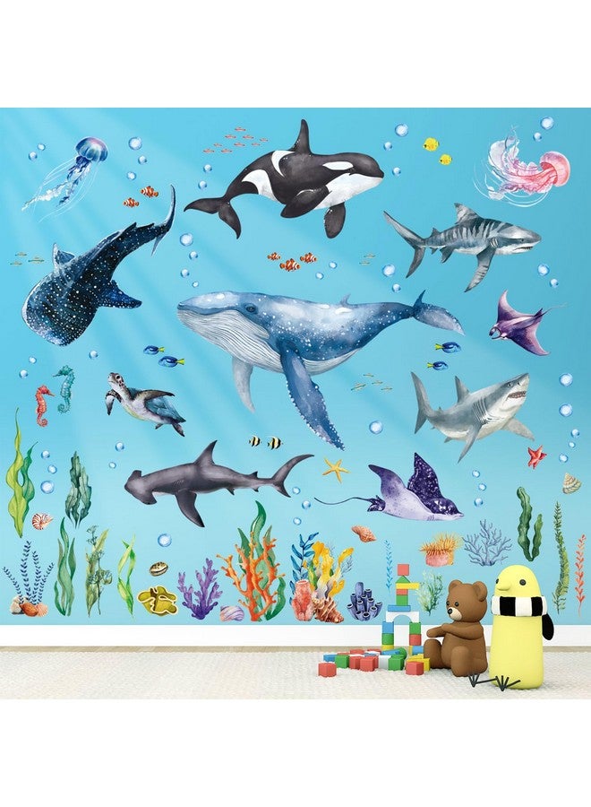 DECOWALL SG3-2430 Large Sea Creature Wall Stickers Decals Kids Under The Sea Ocean Bathroom Bedroom Fish Nursery Décor Turtle Art Baby Room Peel - Image 3