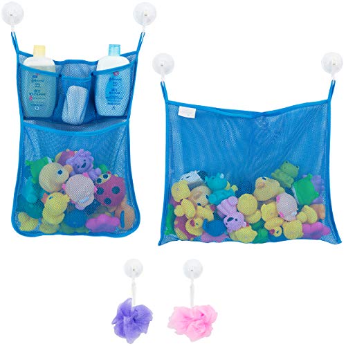 Comfylife 2 x Mesh Bath Toy Organizer 6 Ultra Strong Hooks The Perfect Bathtub Toy Holder Bathroom or Shower Caddy These Multiuse Net Bags Make Baby Bath Toy Storage Easy For Kids Toddlers - Image 1