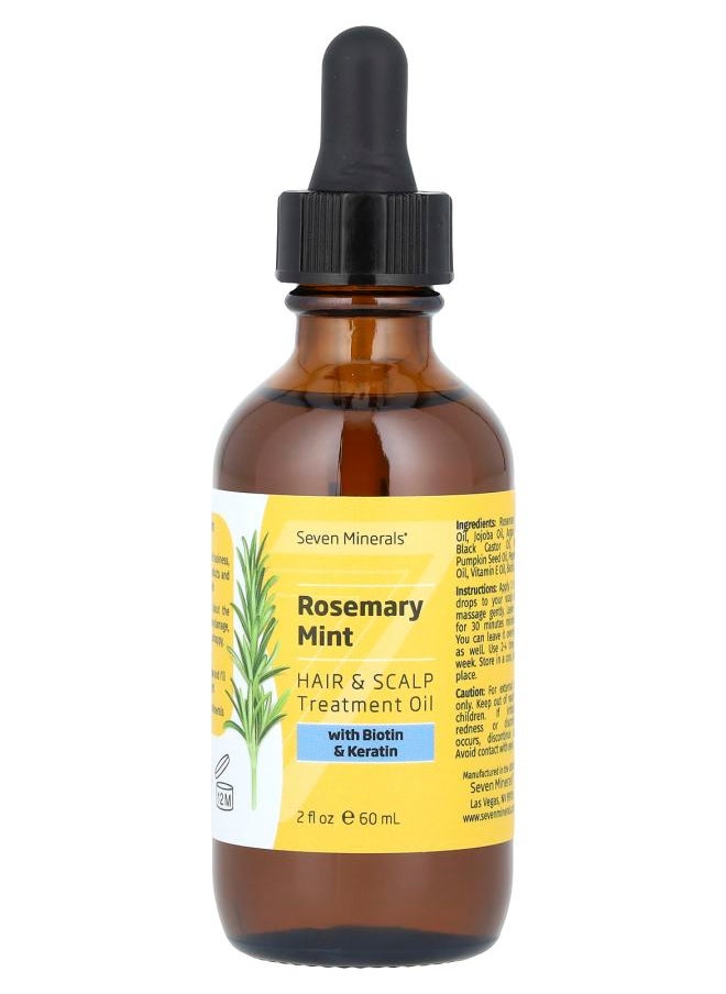 Seven Minerals - Rosemary Mint Hair & Scalp Treatment Oil With Biotin & Keratin  2 fl oz (60 ml) - Image 1