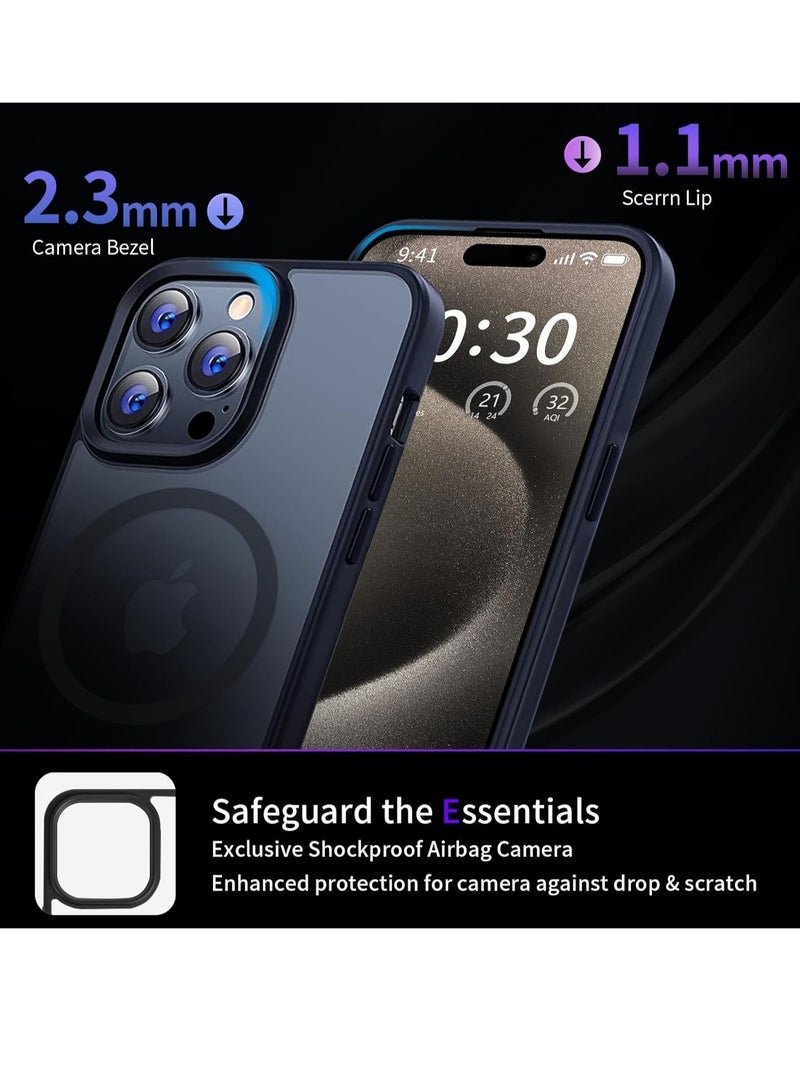 iPhone 15 Pro Max Case Cover Compatible with Magsafe Magnetic Designed Shockproof Case Translucent Matte Protective Cover Back Hard Cases with Magnet for iPhone 15 Pro Max Case Black - Image 4
