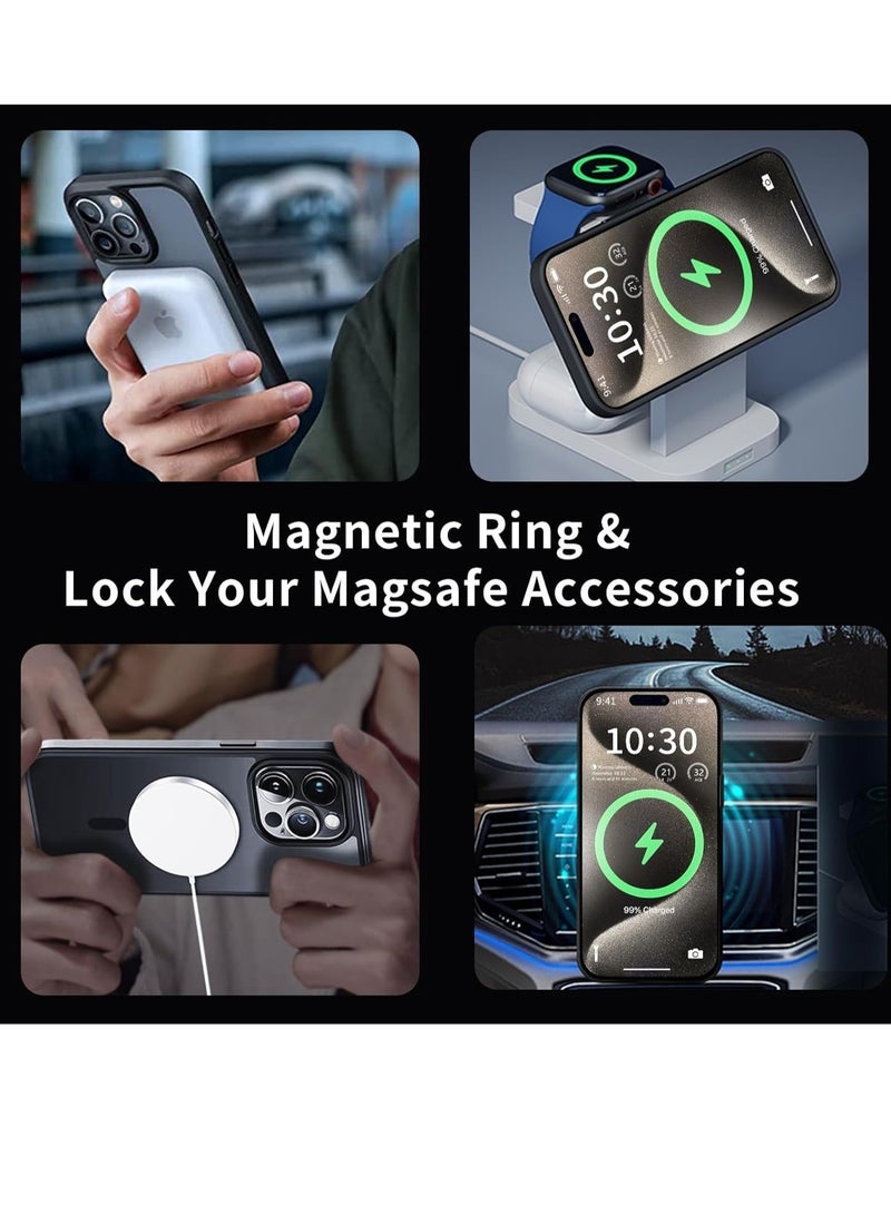 iPhone 15 Pro Max Case Cover Compatible with Magsafe Magnetic Designed Shockproof Case Translucent Matte Protective Cover Back Hard Cases with Magnet for iPhone 15 Pro Max Case Black - Image 5
