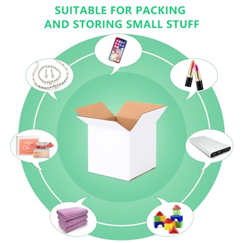 JOWLOT 4x4x4 Small Shipping Boxes Set of 40, White Corrugated Cardboard Box for Small Business for Mailing Packaging Gifts - Image 5