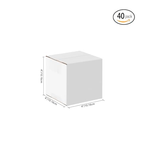 JOWLOT 4x4x4 Small Shipping Boxes Set of 40, White Corrugated Cardboard Box for Small Business for Mailing Packaging Gifts - Image 2