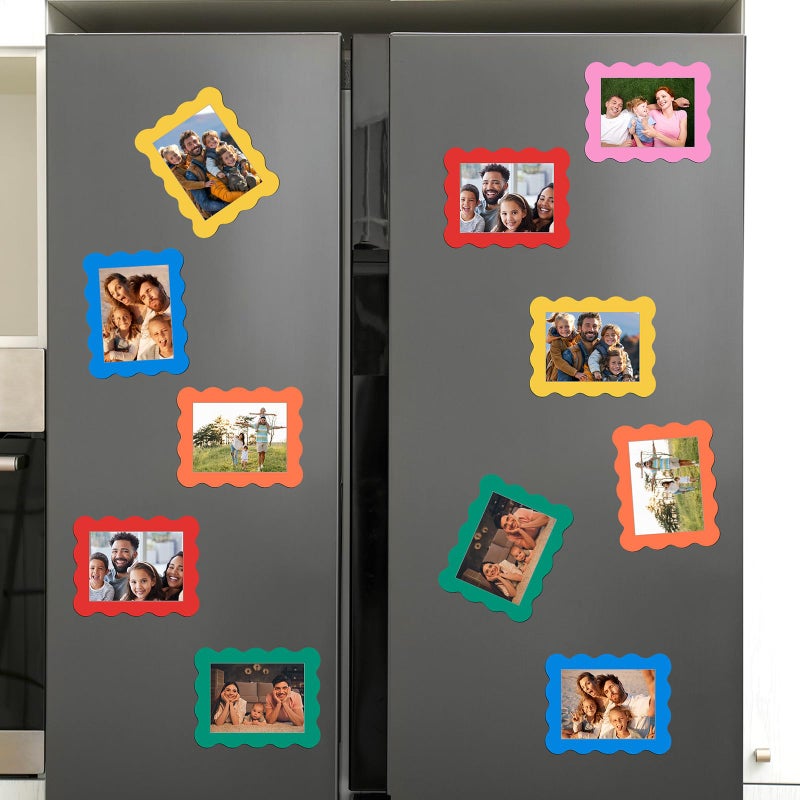 Kingdder 12 Pcs Scalloped Magnetic Picture Frame for Refrigerator 4 x 6 Colorful Reusable Picture Frame Magnets Decorative Photo Holders for Fridge Home School Office Kitchen Locker Decor - Image 5