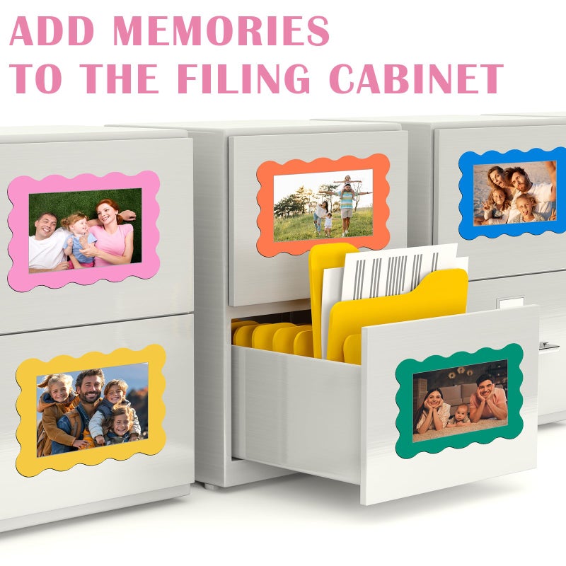 Kingdder 12 Pcs Scalloped Magnetic Picture Frame for Refrigerator 4 x 6 Colorful Reusable Picture Frame Magnets Decorative Photo Holders for Fridge Home School Office Kitchen Locker Decor - Image 4
