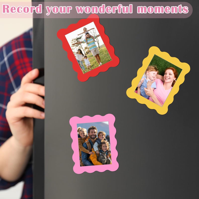 Kingdder 12 Pcs Scalloped Magnetic Picture Frame for Refrigerator 4 x 6 Colorful Reusable Picture Frame Magnets Decorative Photo Holders for Fridge Home School Office Kitchen Locker Decor - Image 3