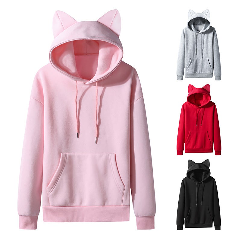 Exclusive For New Ladies Cat Ear Design Hooded Fleece Hoodie W62 - Image 2
