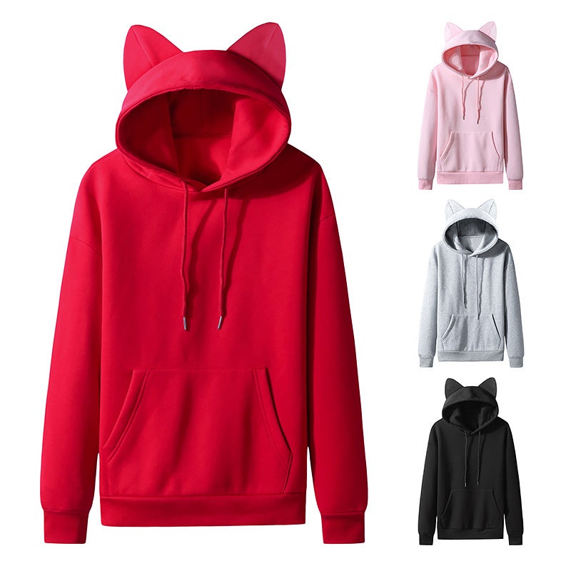 Exclusive For New Ladies Cat Ear Design Hooded Fleece Hoodie W62 - Image 5