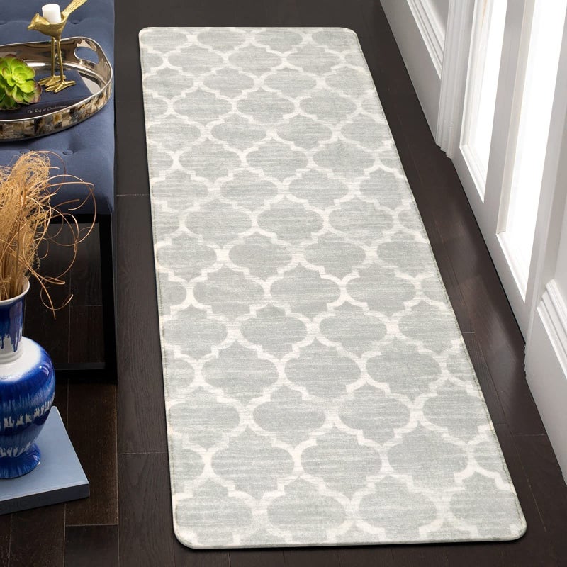 Lahome Lahome Moroccan Washable Runner Rug 2x6 Kitchen Runner Non Slip Grey Runners for Hallways Throw Rugs and Mats for Laundry Room Carpet Runner Rugs for Hallway Entryway Bathroom Area Rugs 