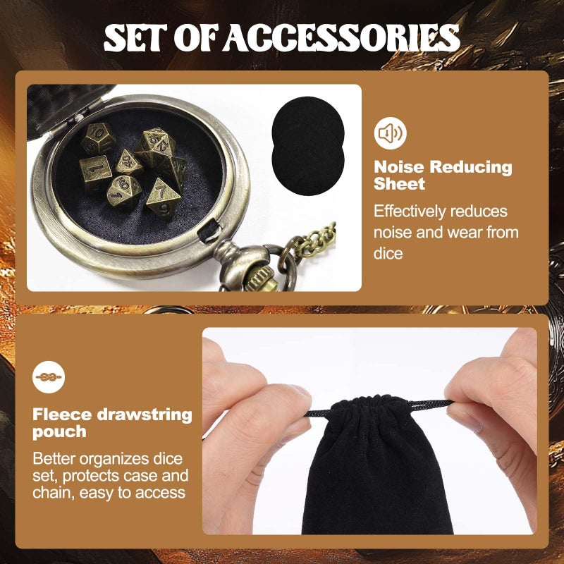 Banloga D&D Dice Set,7PCS Metal Dice for Dungeons and Dragons,Mini Dice Set with Pocket Watch Case,Role Playing Board Games Accessories (Dragon, Bronze) - Image 5