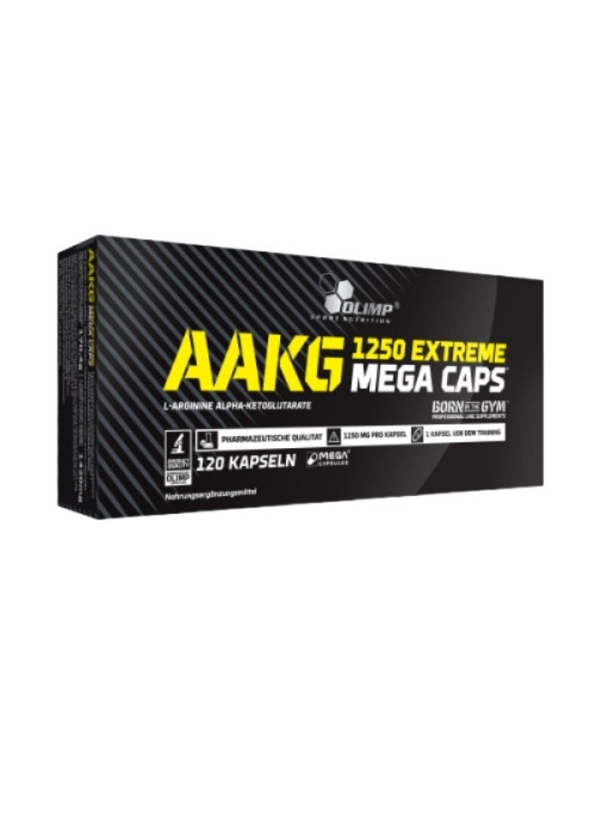 AAKG 1250 Extreme Mega Caps 120 Capsules – L-Arginine Alpha-Ketoglutarate Supplement, Easy-to-Swallow Capsules, Daily Nutritional Support