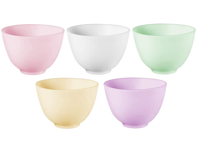 Hulless 3.3 Inch Silicone Facial Mask Mixing Bowl for Facial Mask, Mud Mask and Other Skincare Products Medium Multi colored 5 Pcs. - Image 1