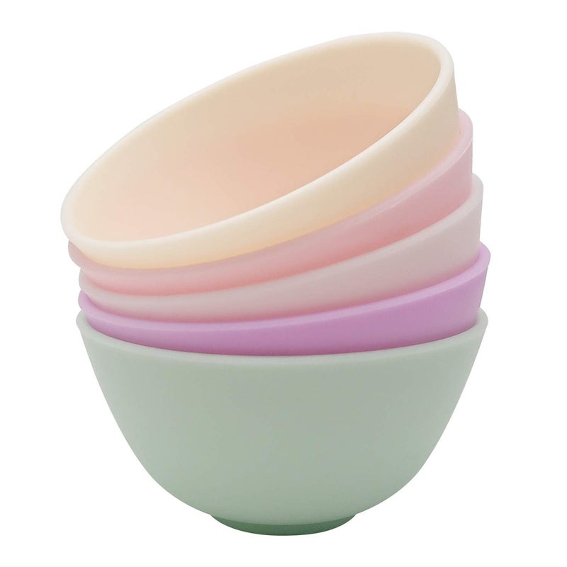 Hulless 3.3 Inch Silicone Facial Mask Mixing Bowl for Facial Mask, Mud Mask and Other Skincare Products Medium Multi colored 5 Pcs. - Image 3
