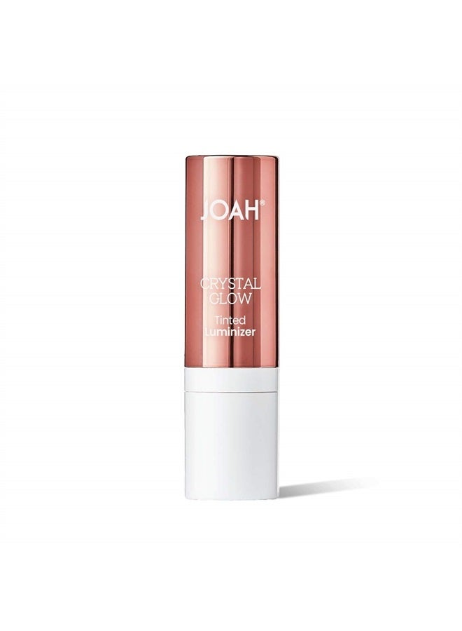 JOAH Highlighter Stick, Crystal Glow Tinted Luminizer Contour Makeup, Crystalide Peptide for Clearer, Smoother Looking Skin, Built-In Detachable Brush, Cream Ivory
