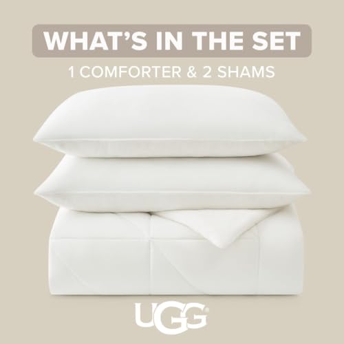 UGG King Comforter Set – 3 Piece Luxury Reversible Plush King Size Comforter Set with Down Alternative Fill, Soft Bedding Set with 2 Pillow Shams for Home & Bedroom Decor, White Snow (Corey) - Image 3