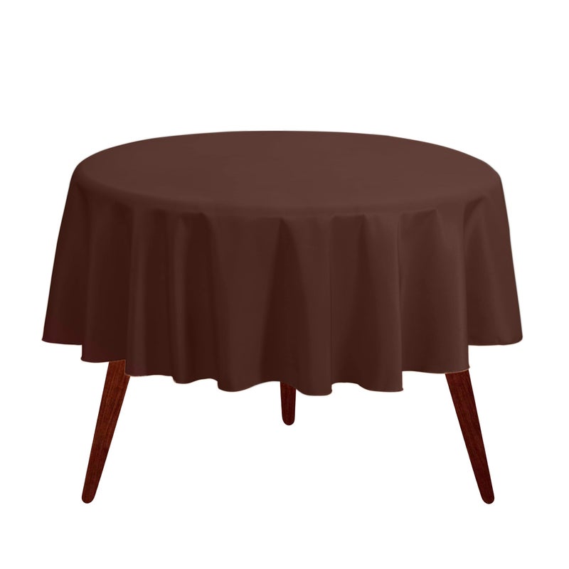 جي دي مودا Gee Di Moda Round TableCloth - 132 بوصة شوكولاتة مائدة مائدة قطعة قماش من 72 إلى 96 بوصة جدولة - نسيج شاق قابلة للغسل - لبوفيه طاولة العطلة حفل عشاء ودش الطفل - Image 1