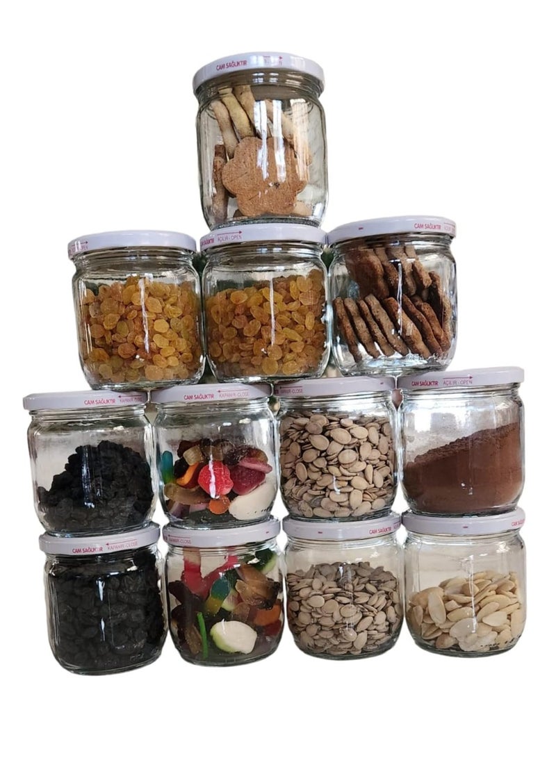 Jars with Airtight Metal Regular Lids (425ml) Sealed Clear Glass Canning Jars with Wide Mouth for Spices  - Image 1