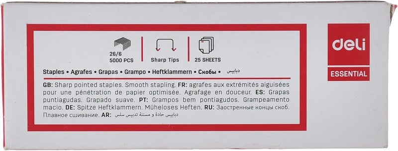 Deli 26/6 No. Stapler Pin 5000-Pieces, Silver - Image 2