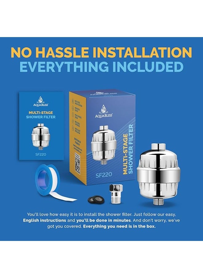 AquaBliss AquaBliss High Output Universal Shower Filter with Replaceable Multi-Stage Filter Cartridge – Transform Itching, Eczema & Acne into Glowing Hair, Nails & Skin Fast - Chrome (SF220)  - Image 4