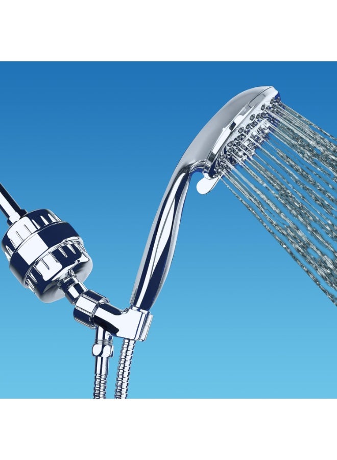 AquaBliss AquaBliss High Output Universal Shower Filter with Replaceable Multi-Stage Filter Cartridge – Transform Itching, Eczema & Acne into Glowing Hair, Nails & Skin Fast - Chrome (SF220)  - Image 1