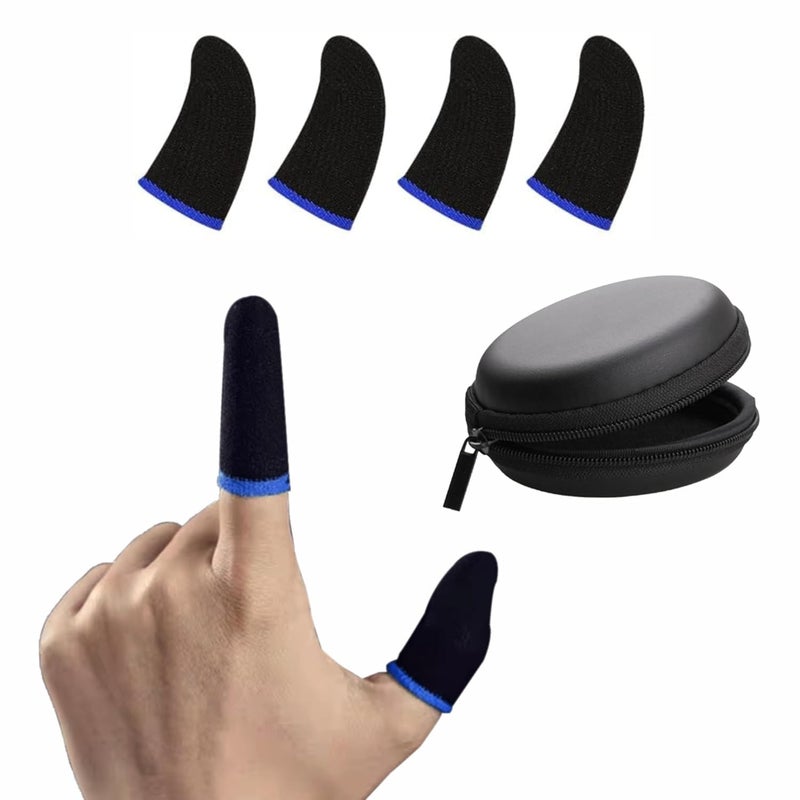 SKYCELL Gaming Finger Sleeves – Premium Thumb Sleeves for PUBG & Mobile Gaming (2 Pairs with Black Pouch) - Image 1