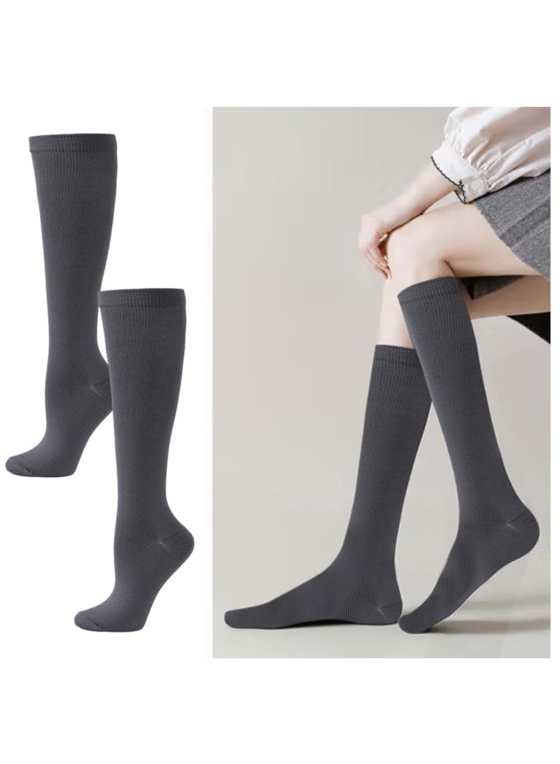 Excefore Compression Socks for Women Men, 5 Pairs Knee High Calf Socks, Non-Slip Compression Support Stockings for Sport, Work, Travel, Edema, Diabetic, Blood Circulation, Pregnancy, Nursing, L/XL, Size 39-45  - Image 4