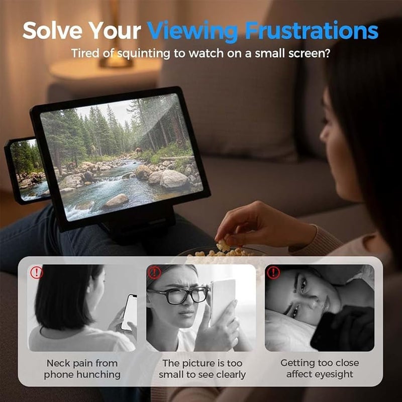 شاشة الهاتف الأسود مكبر الشاشة عالي الدقة أداة خفيفة الوزن للقراءة والأفلام والألعاب - Image 3