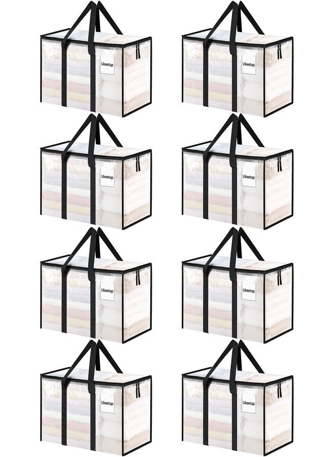 ukeetap 8 Pack Extra Large Heavy Duty Moving Bags, Clear Storage Bins with Lids, Reinforced Handles & Heavy-Duty Zippers Moving Boxes Storage Bags Totes for Clothes Packing, Dorms, College Supplies, Clear - Image 1