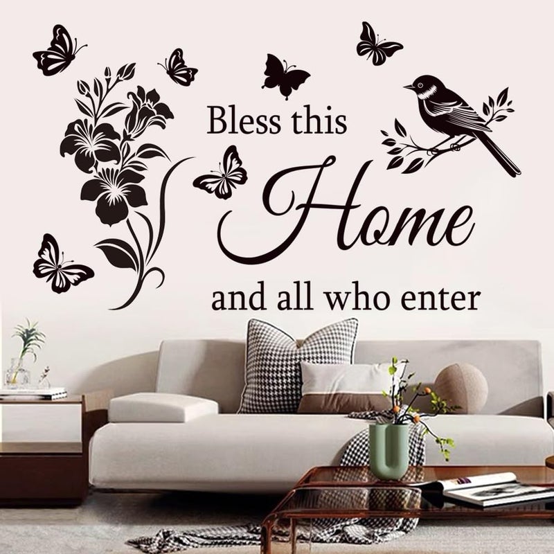Casa Decor Family Inspirational Wall Stickers Quotes Bless This Home and All Who Enter Words Design Vinyl Decal Quote Wall Decor Stickers Motivational Quotes for Bedroom. - Image 2