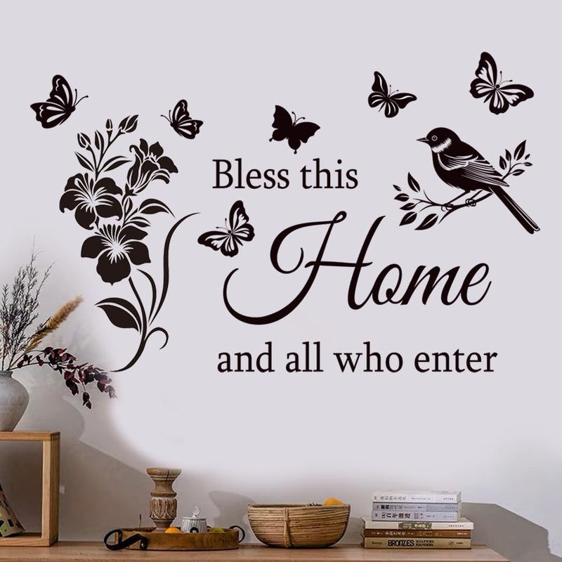 Casa Decor Family Inspirational Wall Stickers Quotes Bless This Home and All Who Enter Words Design Vinyl Decal Quote Wall Decor Stickers Motivational Quotes for Bedroom. - Image 1