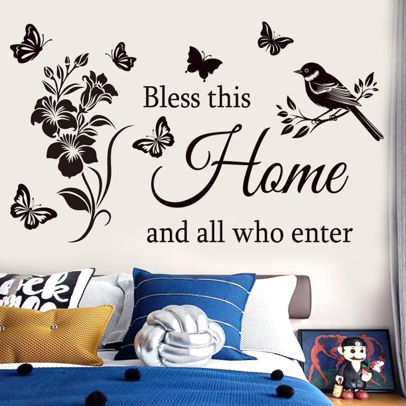 Casa Decor Family Inspirational Wall Stickers Quotes Bless This Home and All Who Enter Words Design Vinyl Decal Quote Wall Decor Stickers Motivational Quotes for Bedroom. - Image 4